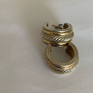 David Yurman gold and silver hoop earrings